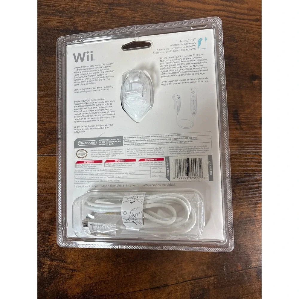 Nintendo Wii Nunchuk Controller Accessory White RVL-004 Official Sealed New